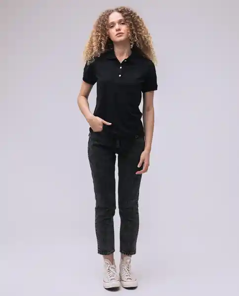  Camiseta Polo Mujer Negro Talla S 600D007 AMERICANINO 