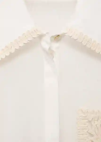 Camisa Embro Offwhite Talla L Mujer Mango
