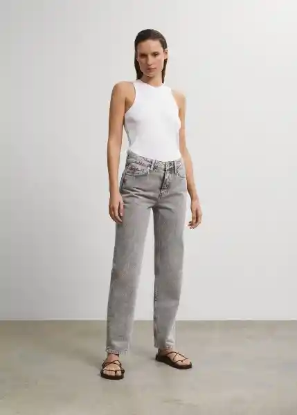 Jeans Am060 Gris Claro Vigore Talla 42 Mujer Mango