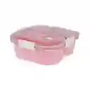 Contenedor Alimentos 3 Compartimentos Rosa 1200 mL Serie Miniso