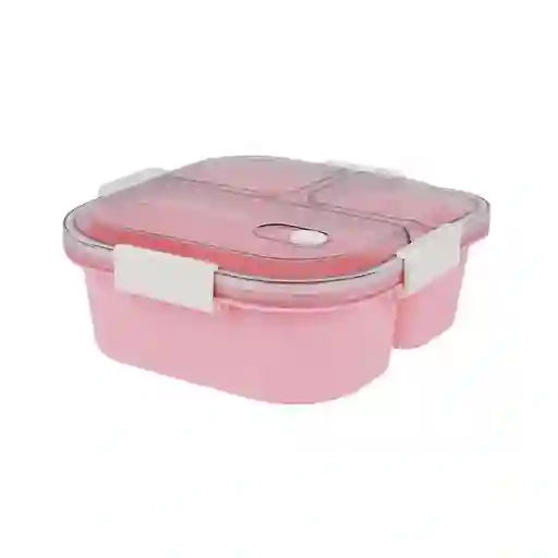 Contenedor Alimentos 3 Compartimentos Rosa 1200 mL Serie Miniso