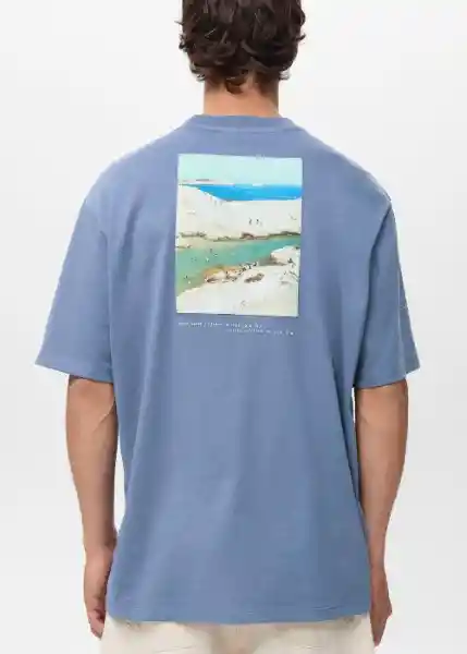 Camiseta Greek Azul Talla M Hombre Mango