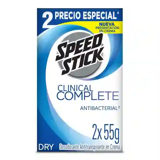 Desodorante Hombre Speed Stick Clinico Antibacterial 55 g x 2
