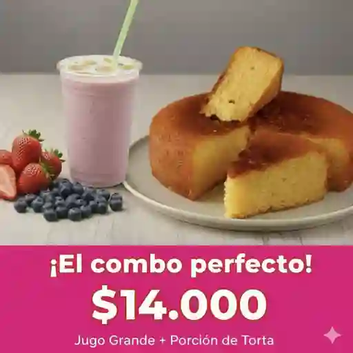 Jugo grande + torta de naranja