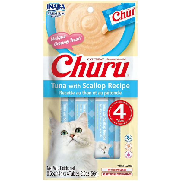 Churu Snack Alimento Húmedo para Gatos Atún con Vieira Pack 4x14g