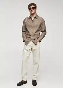 Camisa Roma Beige Talla M Hombre Mango
