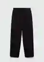 Pantalón Linen Negro Talla XL Mujer Mango