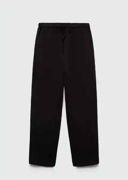 Pantalón Linen Negro Talla XL Mujer Mango