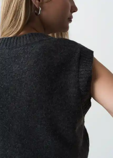 Chaleco Tejido Mujer Gris Husky Claro Talla M 483G012 Naf Naf