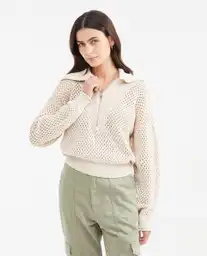 Sueter Tejido Open Work Caqui Fango Medio Talla M Chevignon