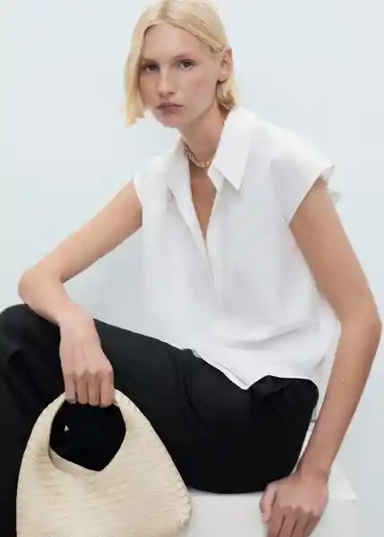 Camisa Lim Offwhite Talla M Mujer Mango
