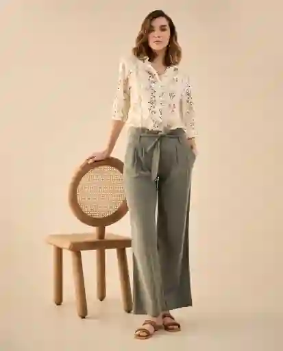 Pantalón Verde Aceituna Oscuro Talla 8 432G020 Esprit