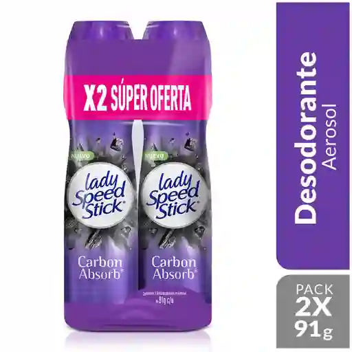  Lady Speed Stick Desodorante Mujer Carbón Absorb Spray