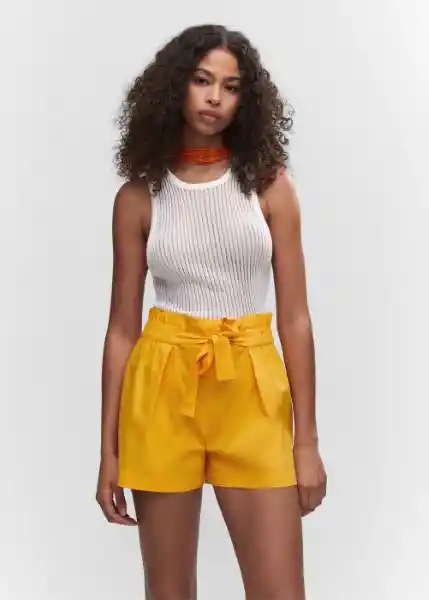 Short Paper Mostaza Talla L Mujer Mango