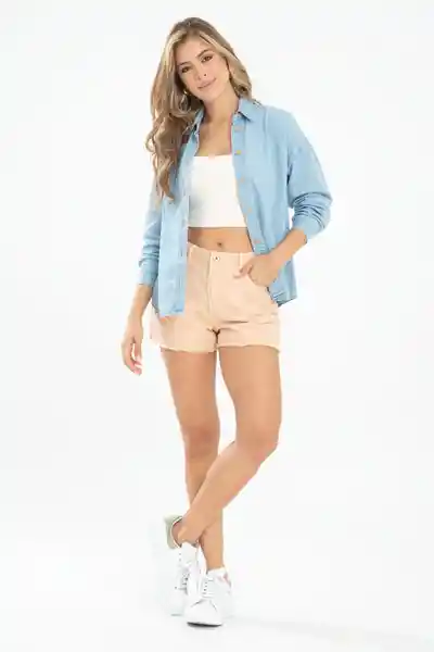 Short Denim Jacquard Color Rosado Palo de Rosa Talla 10 Ragged