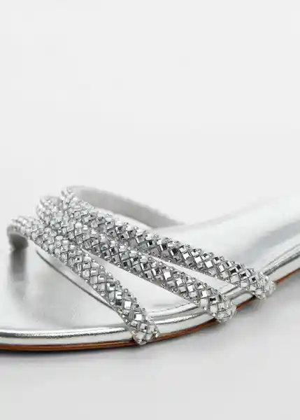 Sandalias Celeste-A Plata Talla 38 Mujer Mango