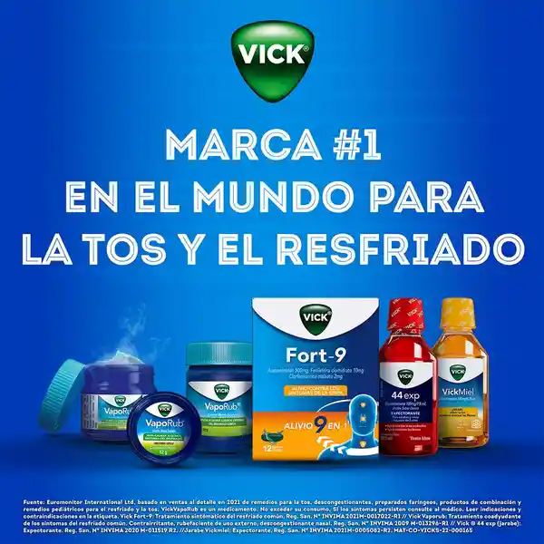 Vick Fort-9 multisintomas gripal con Acetaminofen Clorfeniramina y fenilefrina con 12 cápsulas