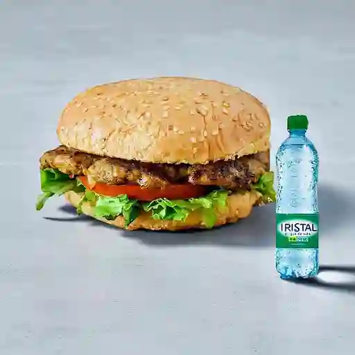 Hamburguesa Tradicional Sencilla +Agua C/Gas de 600ml