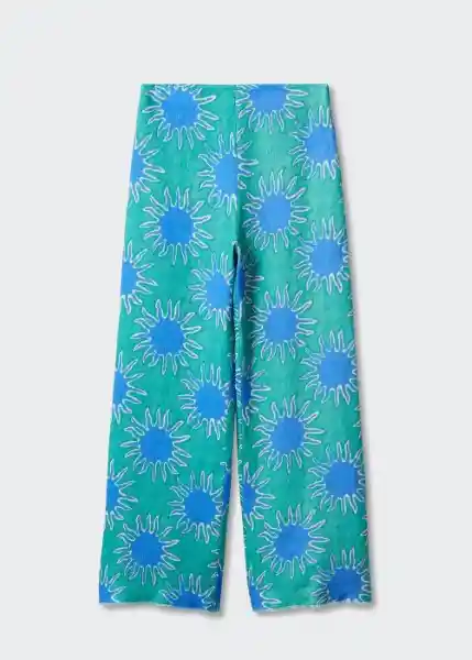 Pantalón Sunset Turquesa Talla M Mujer Mango