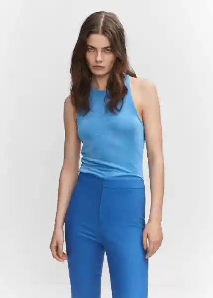 Pantalón Malu5-h Azul Talla 38 Mujer Mango