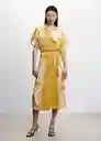 Vestido Oliva Mostaza Talla S Mujer Mango
