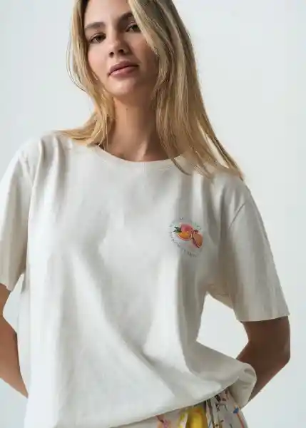Camiseta Crudo Marfil Claro Talla M 402G079 Naf Naf
