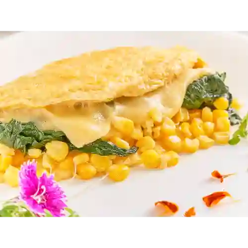 Omelettes Maíz, Queso Fundido y Espinaca