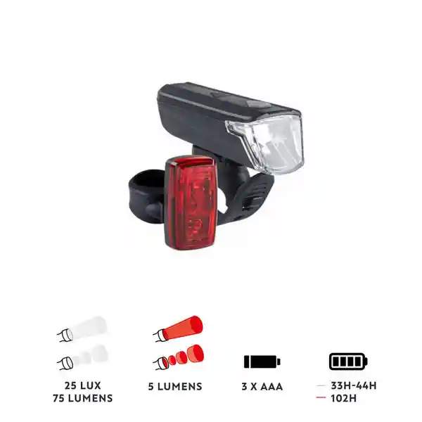 Luz Delantera y Trasera Ciclismo St110 Elops - Negro Decathlon