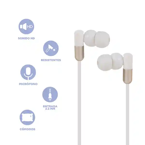Audífonos Serie Life is For Fun Blanco 35 mm Mod Pa242 Miniso