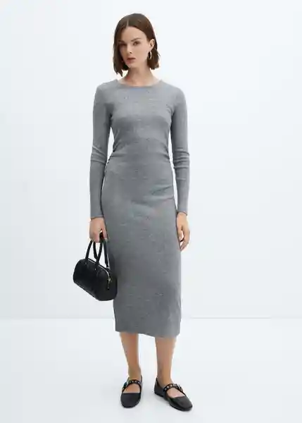 Vestido Bacilo Gris Talla M Mujer Mango