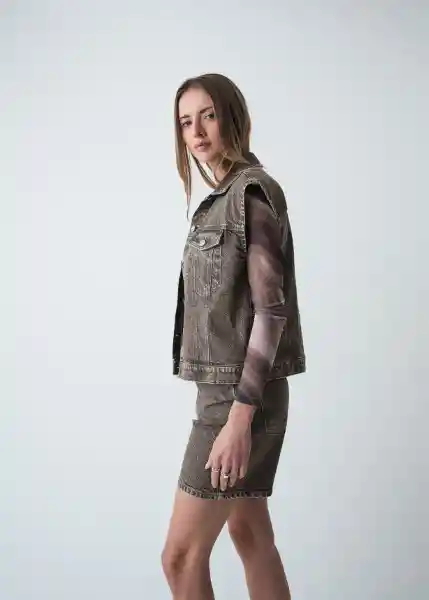 Chaleco Hash Gris Cable Talla M Mujer 429g326 Naf Naf