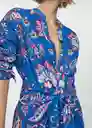 Vestido Lenalong Azul Talla M Mujer Mango