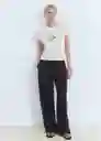 Camiseta Mercato-W Off White Talla M Mujer Mango
