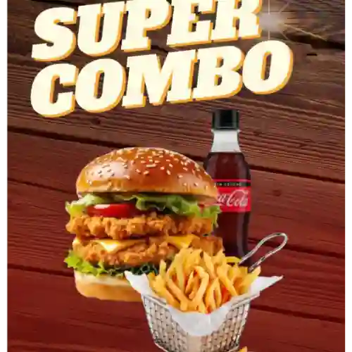 Burger Doble Pollo + Papas + Coca Cola