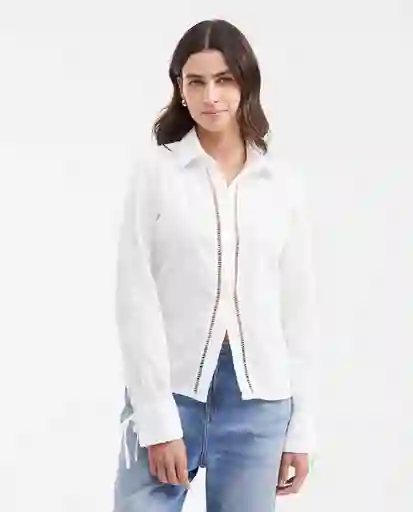 Camisa Eyelet Longsleeve Femenino Blanco 0 Claro T S Chevignon