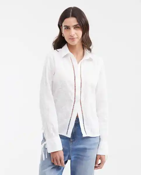 Camisa Eyelet Longsleeve Femenino Blanco 0 Claro T S Chevignon