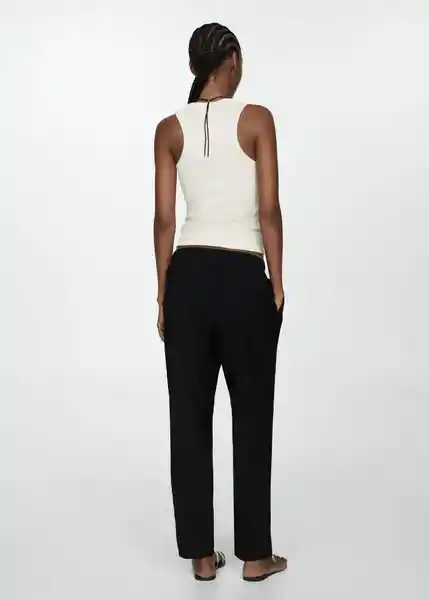 Pantalón Fluido Negro Talla 27 Mujer Mango