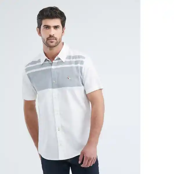 Camisa Block Shirt Manga Corta Blanco Talla L Chevignon