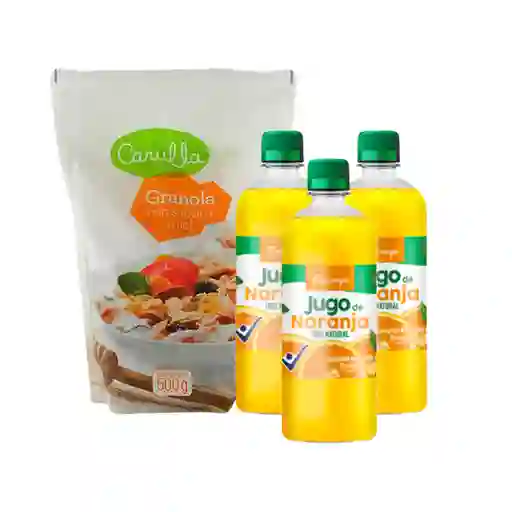 Combo Carulla Granola Miel + Frescampo Jugo Naranja 100% Natural