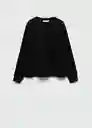 Sudadera Pique Negro Talla M Mujer Mango