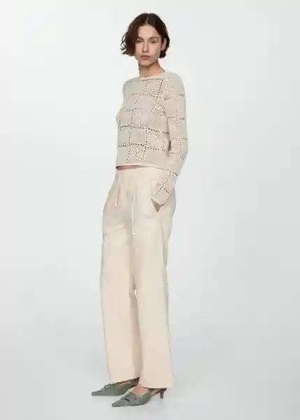 Pantalón Suki Off White Talla M Mujer Mango