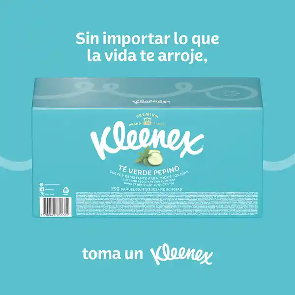 Pañuelos Faciales Kleenex Aromas té Verde & Pepino 150 Und