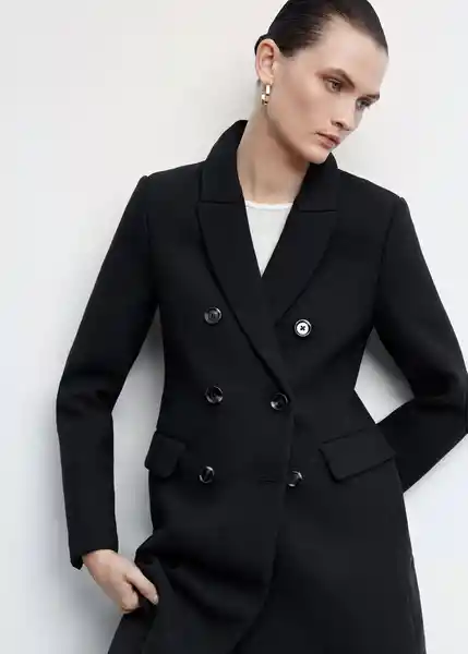 Abrigo Dali Negro Talla 18 Mujer Mango