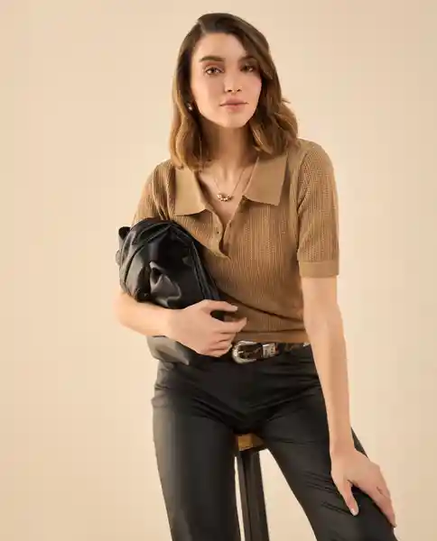 Camisa Tejido Café Rústico Medio Talla S 662G201 Esprit
