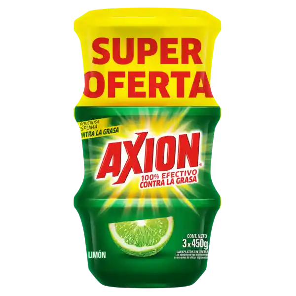 Lavaplatos en Crema Axion Limón 450 g x 3Und