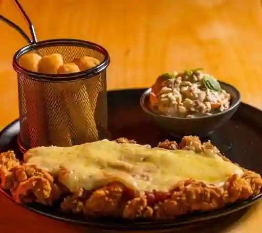 Chuleta de pollo napolitana más 1 acompa