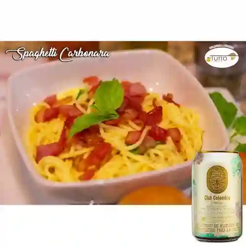 Combo Spaghetti Carbonara +Club col. Dorada 330 ml