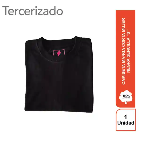 Rayito Camiseta Mujer Negra Básica S