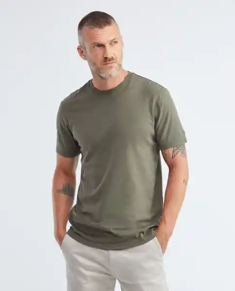 Basic T-shirt M/c Verde Galeras Ultraoscuro Talla L Hombre Chevignon