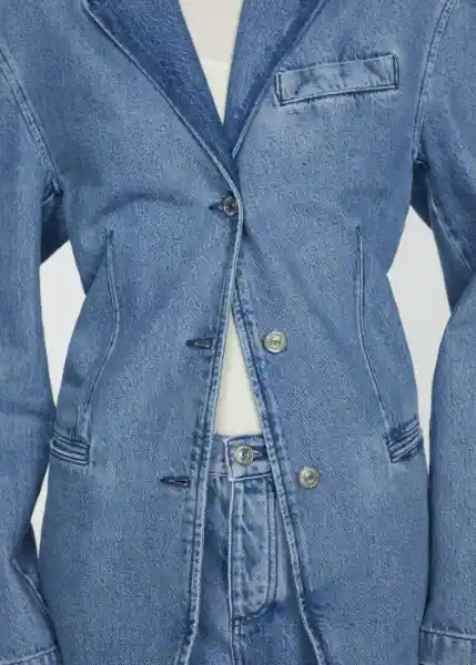 Blazer Americana Rowan Tejano Medio Talla M Mujer Mango